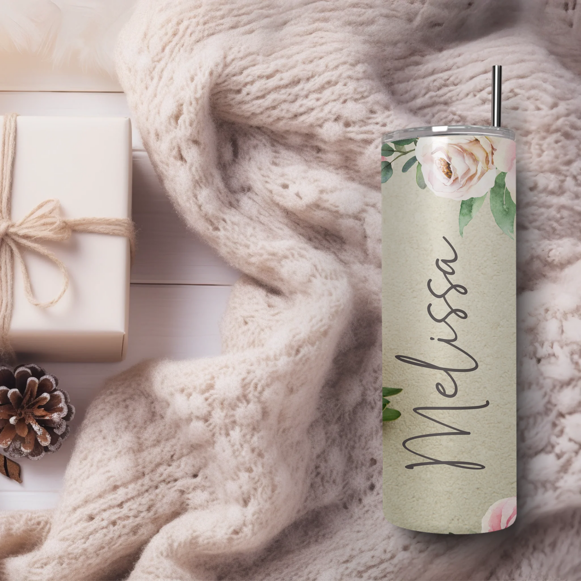 Personalised hot and cold floral cup