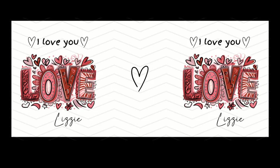 pink and red love word mug personalised
