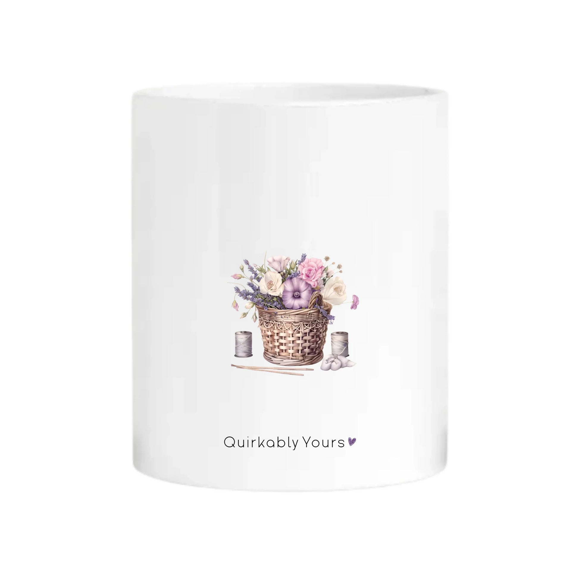 Needlecraft themed mug for quilting and sewing enthusiasts with custom name