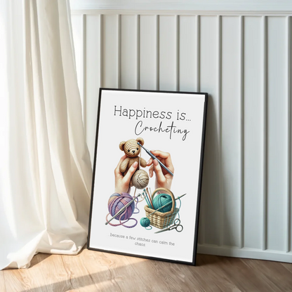 Quirky crochet quote print for creative home décor