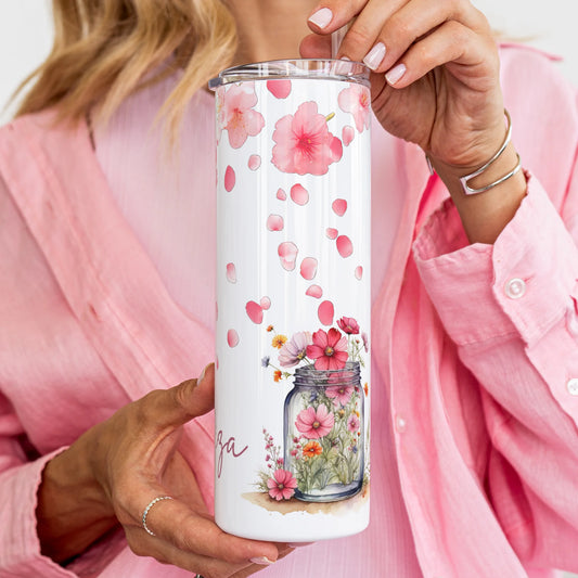 Personalised pink petals tumbler