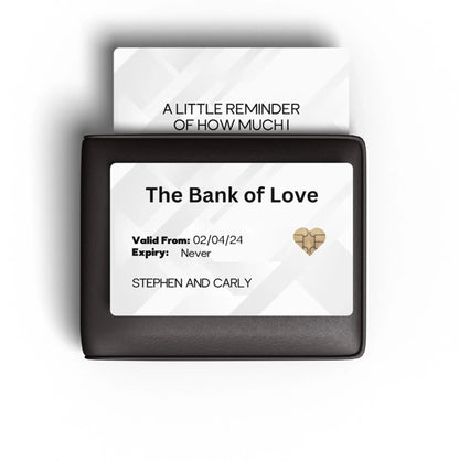 Romantic personalised card sized to fit wallet