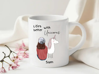 Unicorn-themed mug with custom name