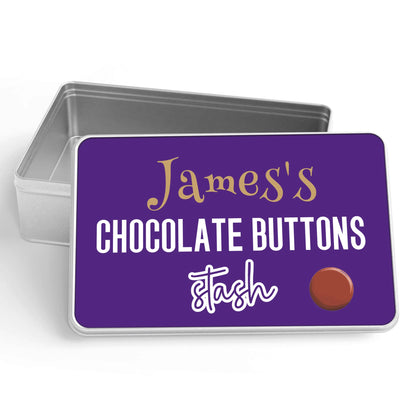 Chocolate box personalised Buttons tin rectangle tin