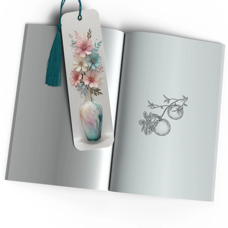 Elegant Blossoms: A Beautiful 3D Floral Vase Bookmark