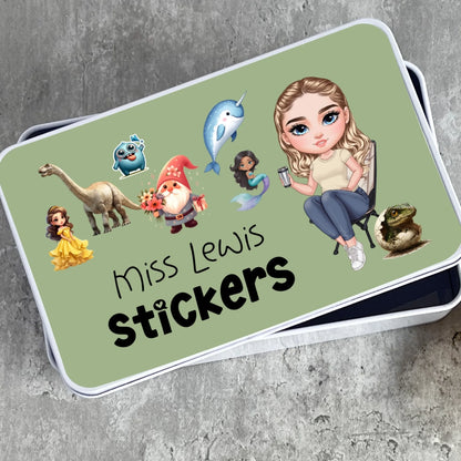 metal tin for stickers