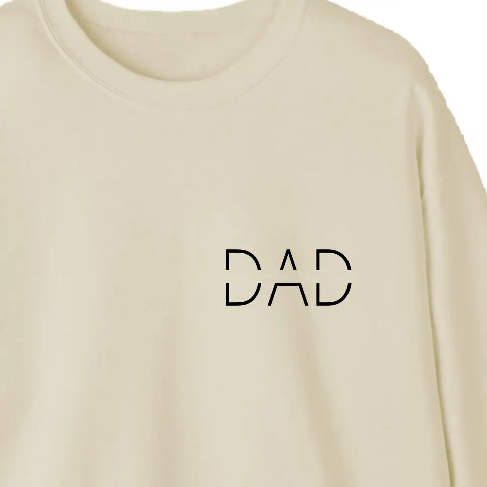 sand moriff sand coloured sweatshirt with personalised dad with kids names
