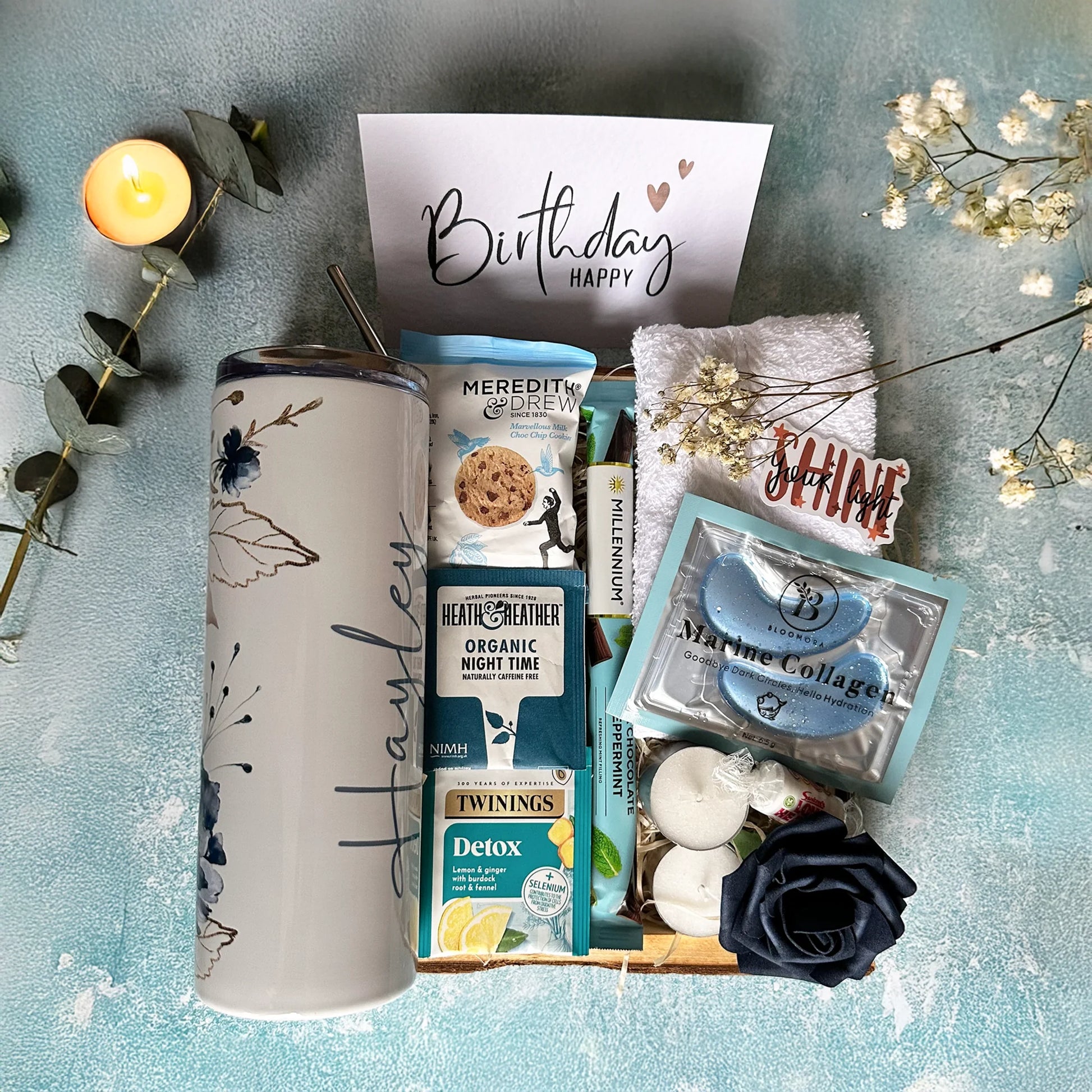 serenity pamper gift set for her with personalised cup and treats