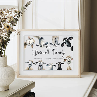 White archival paper sheep print with dry humour