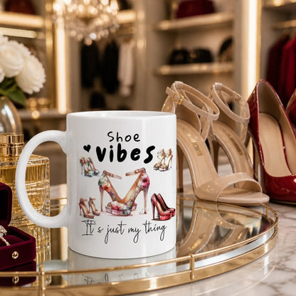 Fashion mug with custom name for shoe lovers UK