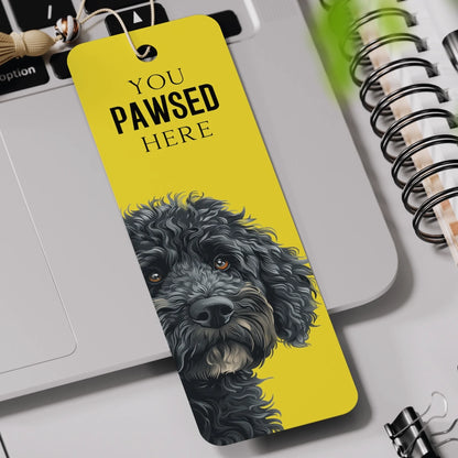 Party bag filler dog bookmark with “You Pawsed Here” text and cute dog designs