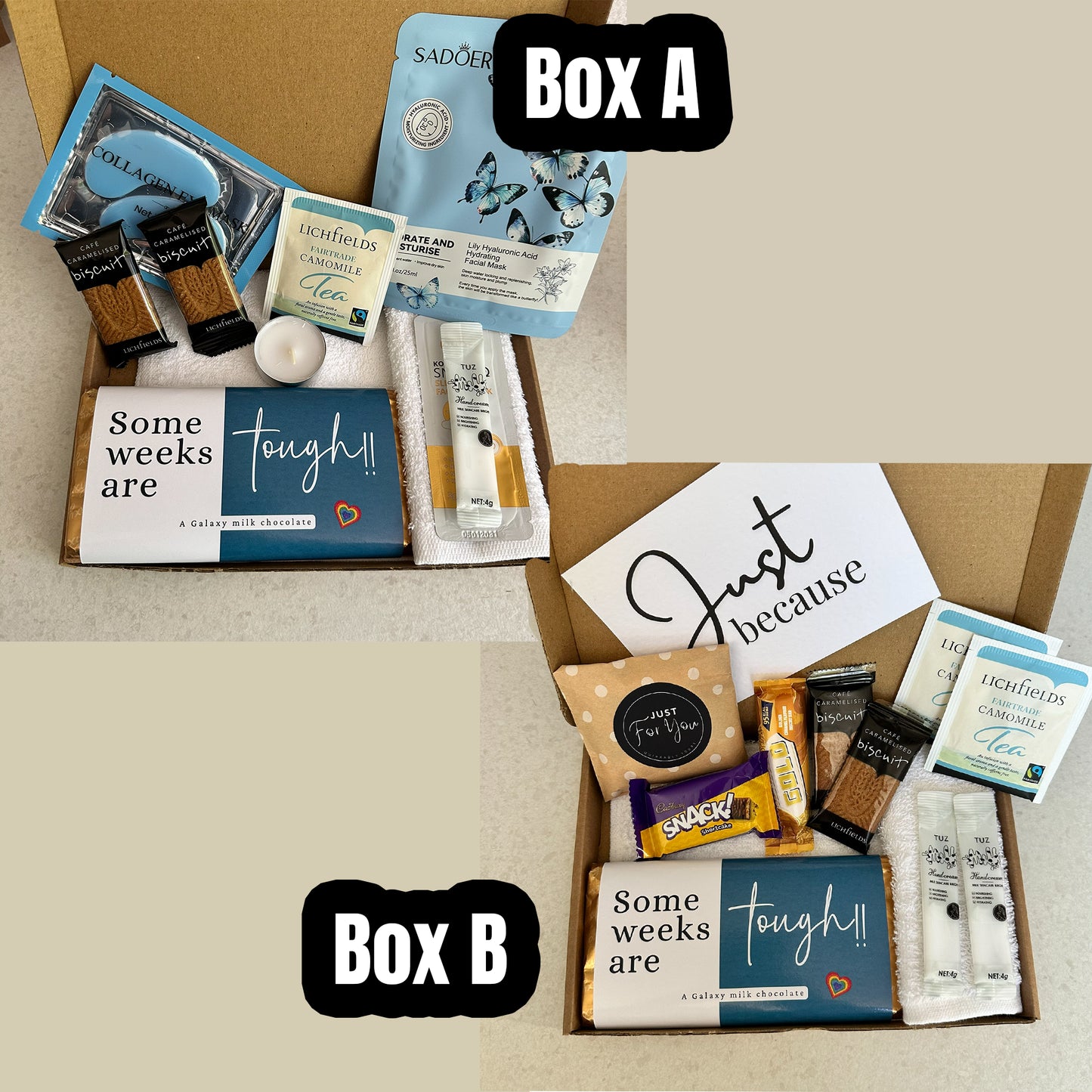 Self care gift box designed for emotional support and difficult weeks