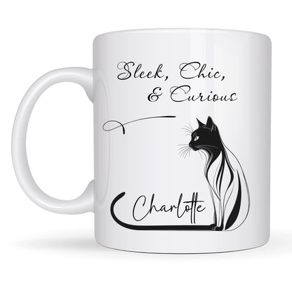 Contemporary black and white cat mug