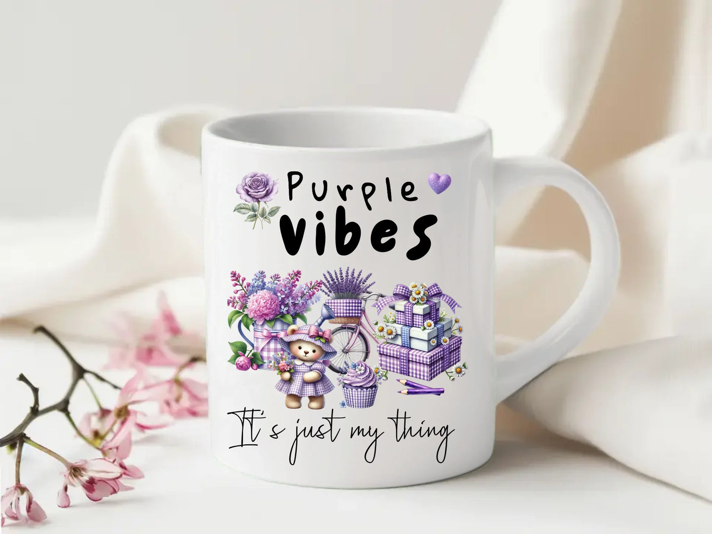 Stylish purple-themed coffee cup