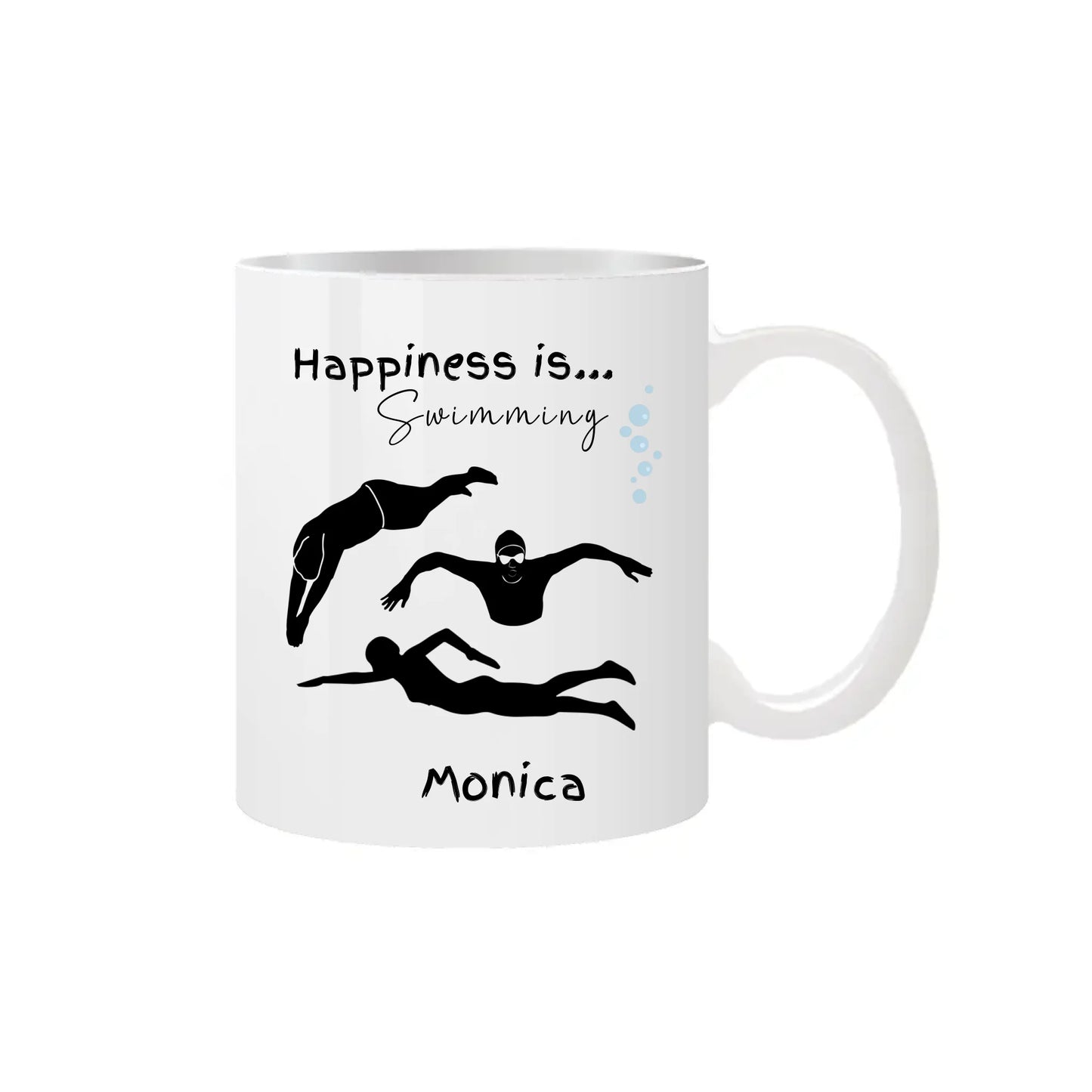 black swimming silhouette mug