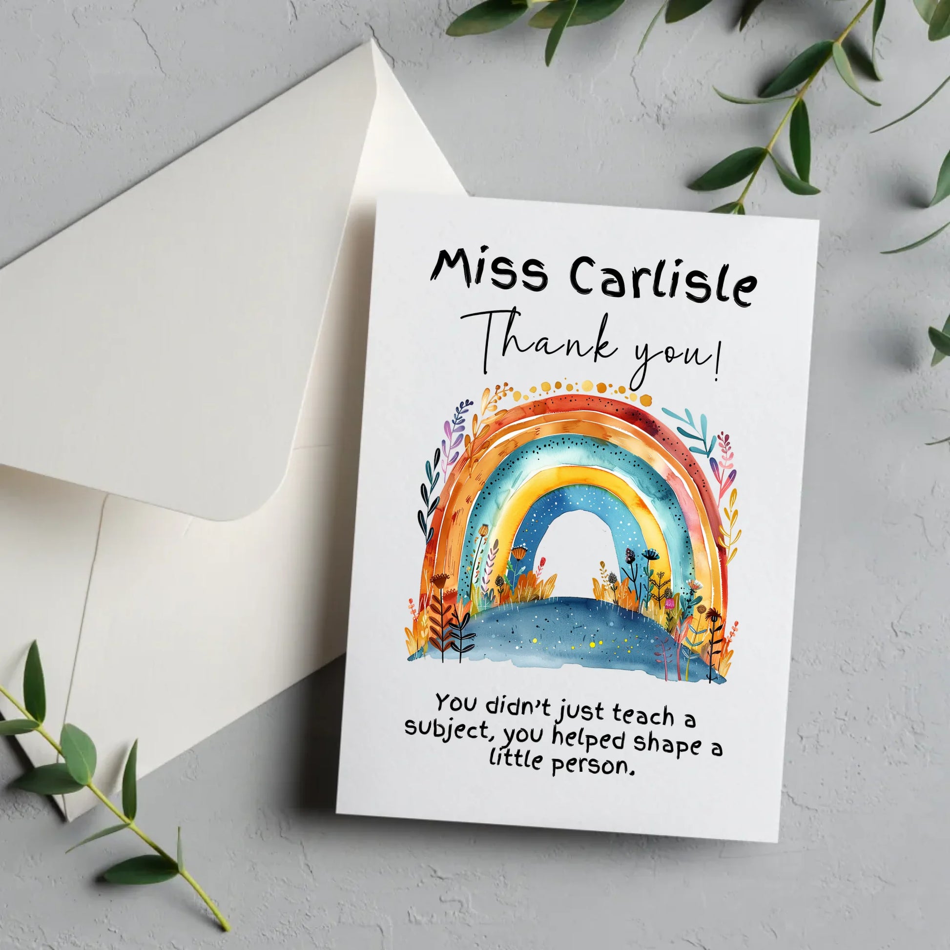 Personalised boho teacher card gift
