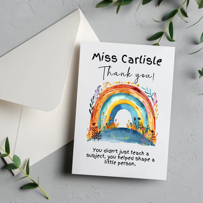 Personalised boho teacher card gift