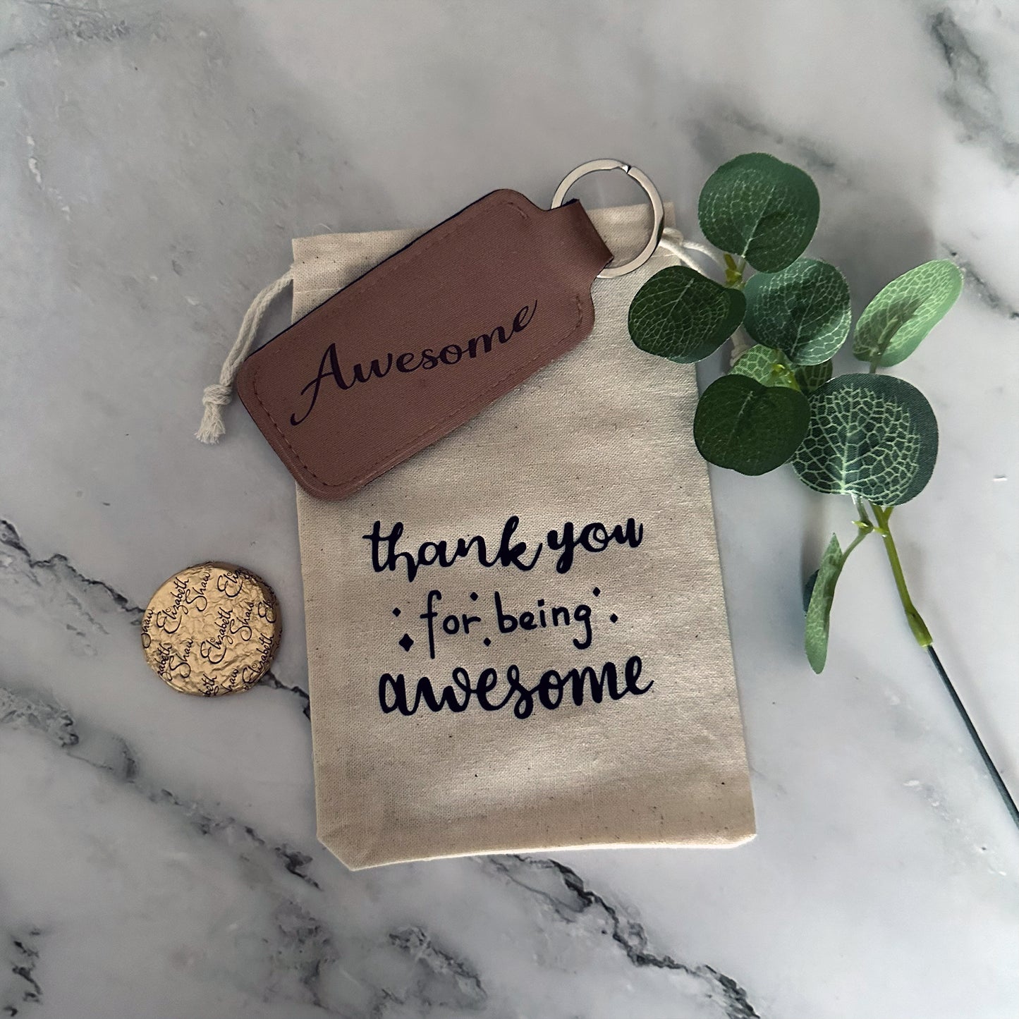 Motivational pouch with 'Awesome' tag teacher thank you gift set