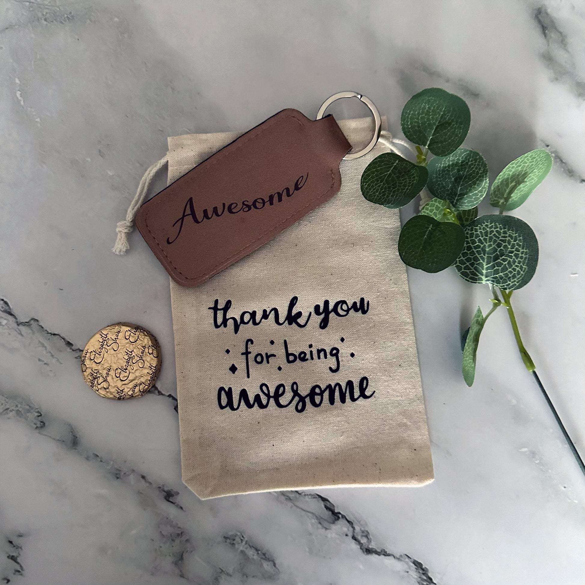 Motivational pouch with 'Awesome' tag teacher thank you gift set