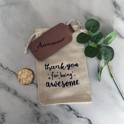 Motivational pouch with 'Awesome' tag teacher thank you gift set