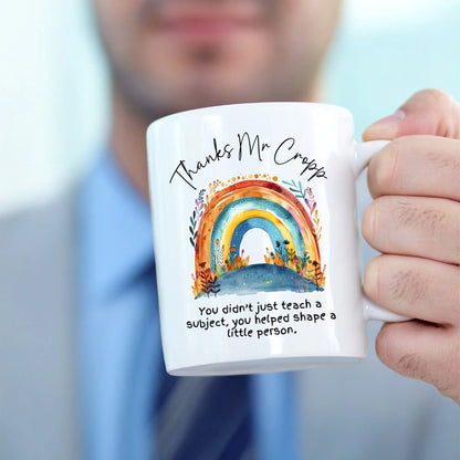 Bright personalised mug for mentor
