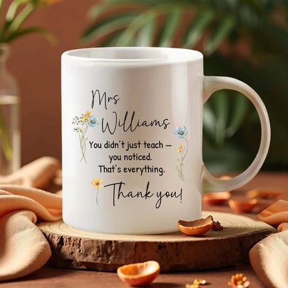 Thank you teacher mug with floral design