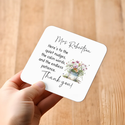 Floral teacher gift coaster UK
