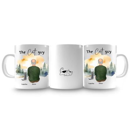 the cat guy custom mug with one cat