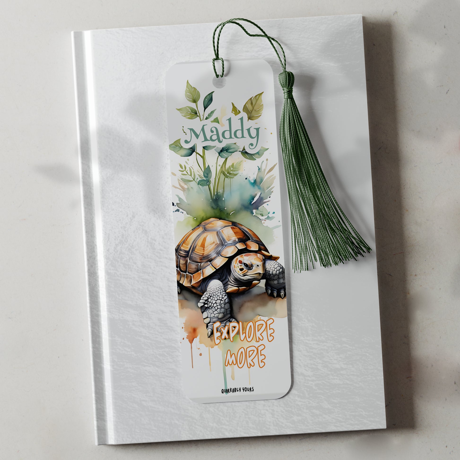 Explore More tortoise aluminium bookmark with tassel