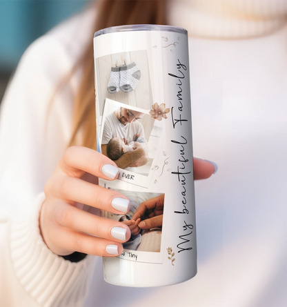 Collage travel cup with 9 photos personalised for gift