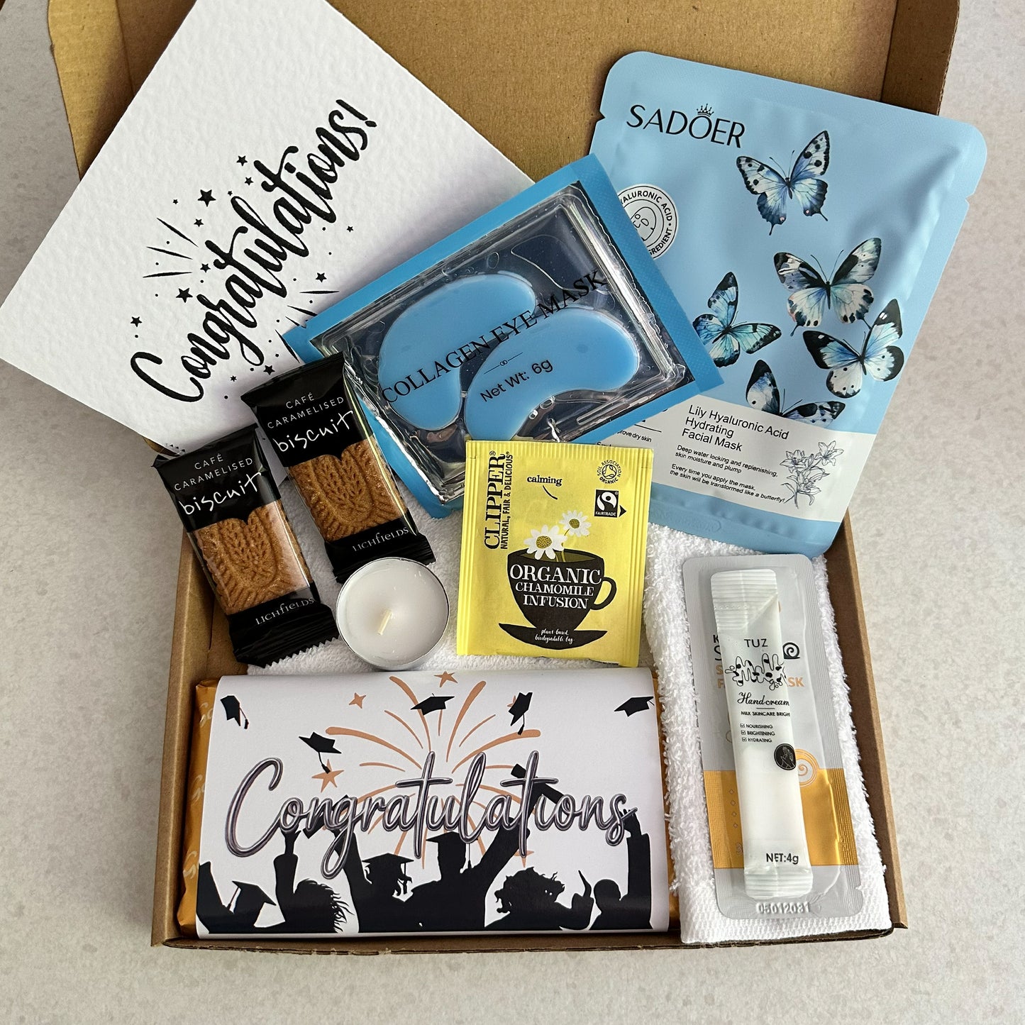 University graduation care package celebrating achievement and success