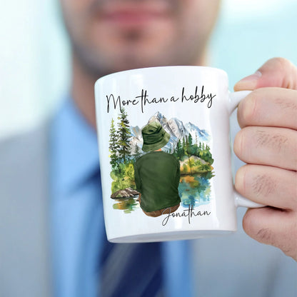Fishing mug with hat and outfit choices