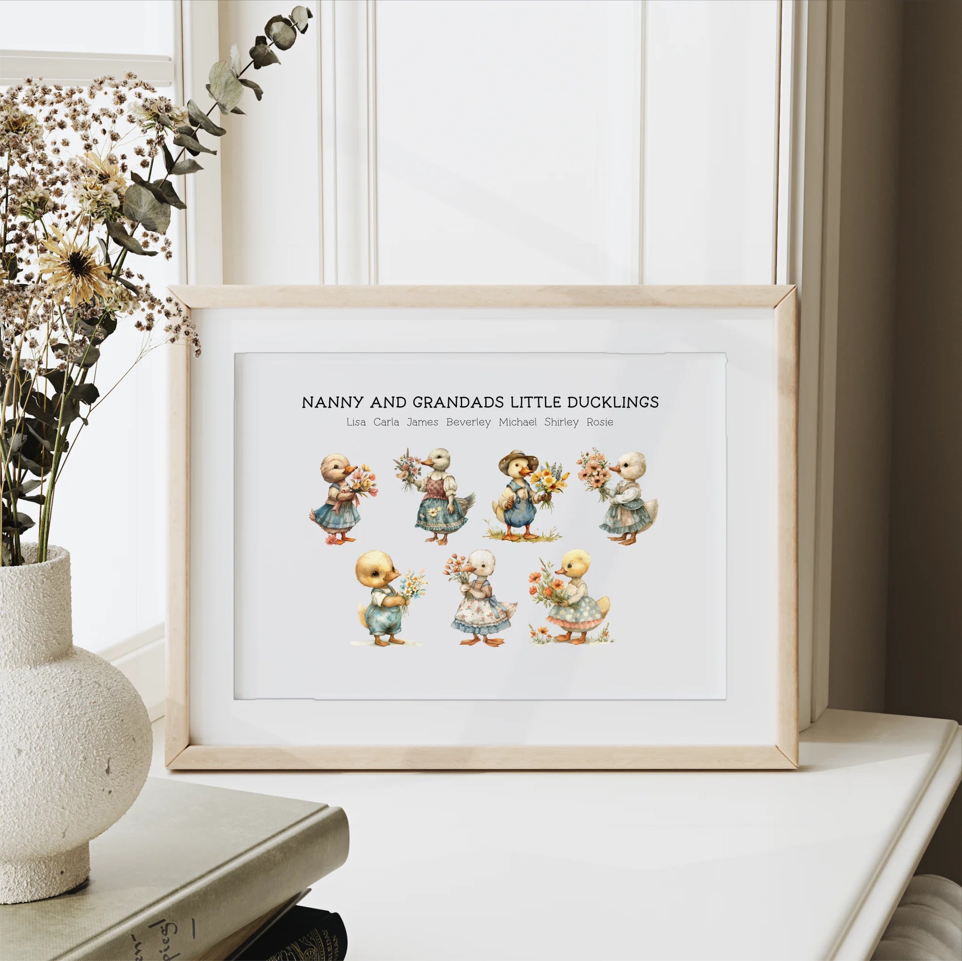 Ducklings personalised family illustration for home decor