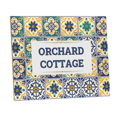 House name ceramic tile with Mexican design