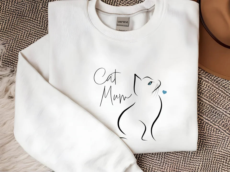 white cute sweater with cat mum