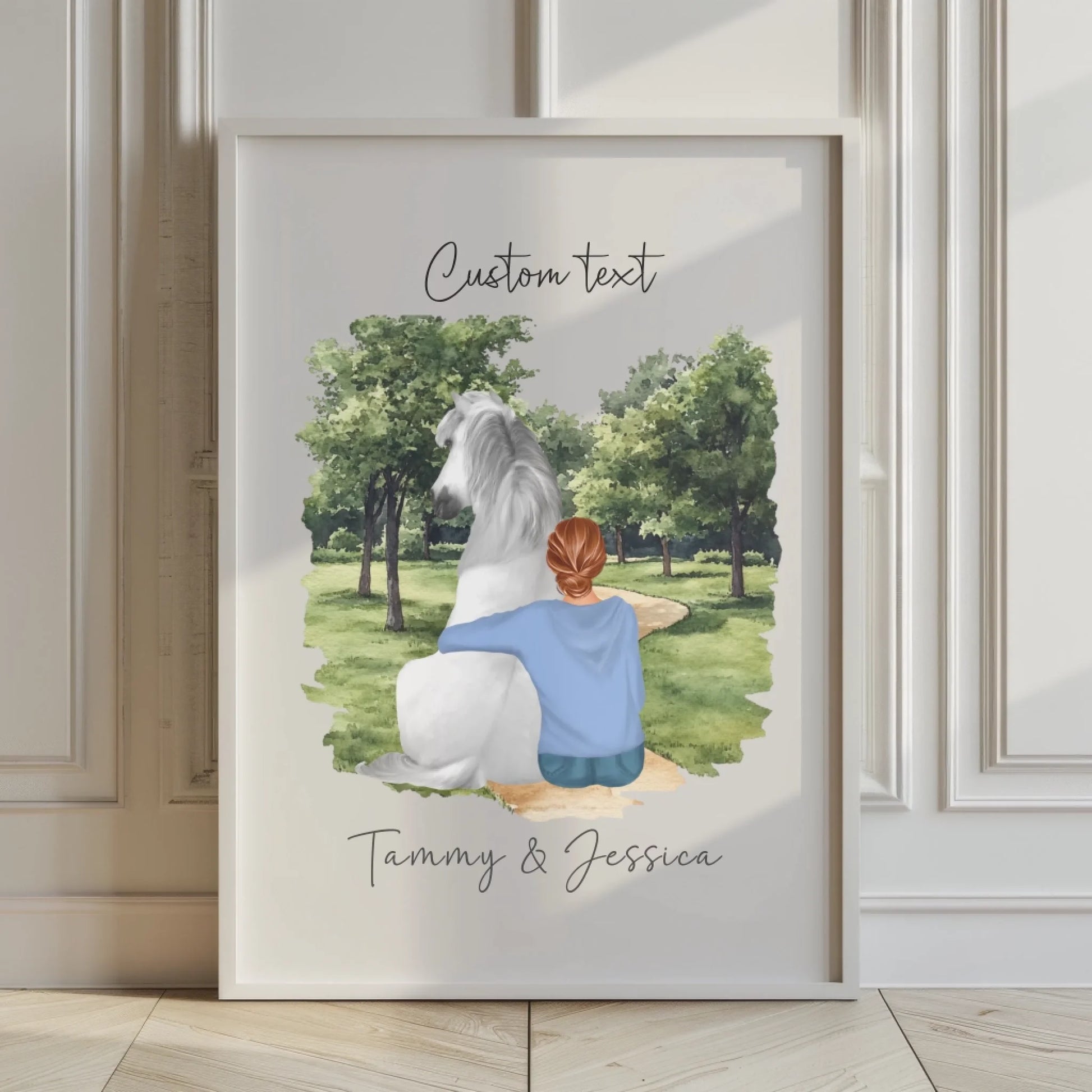 Illustrated woman and horse print – top horse owner gift ideas